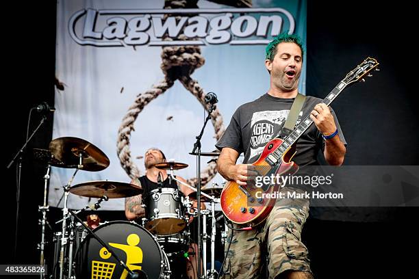 Dave Raun and Chris Rest of Lagwagon perform on Day 1 of the Heavy Montreal Festival at Parc Jean-Drapeau on August 7, 2015 in Montreal, Canada.