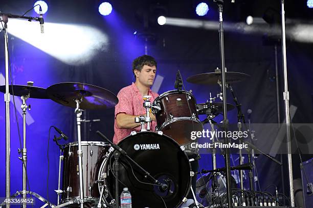 Connor Hanwick of The Drums perform at the Panhandle Stage during day 1 of the 2015 Outside Lands Music And Arts Festival at Golden Gate Park on...