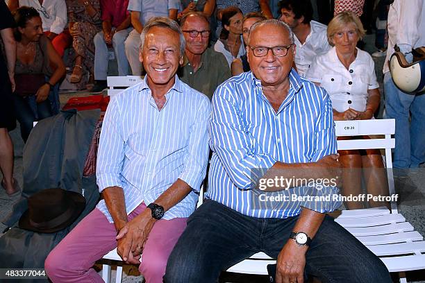 Producer Gerard Louvin and his assistant Claude Moine attend the 'La Venus a la Fourrure' Theater play during the 31th Ramatuelle Festival : Day 7,...