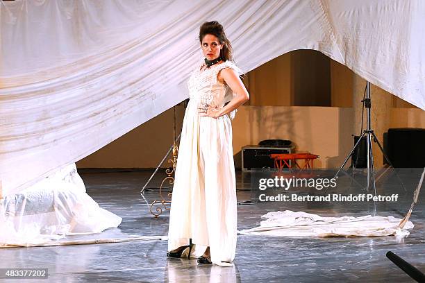 Actress Marie Gillain performs in the 'La Venus a la Fourrure' Theater play during the 31th Ramatuelle Festival : Day 7, on August 7, 2015 in...