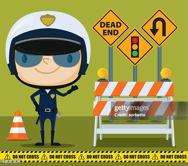 traffic cop - dead end stock illustrations