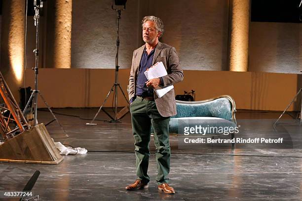 Actor Nicolas Briancon performs in the 'La Venus a la Fourrure' Theater play during the 31th Ramatuelle Festival : Day 7, on August 7, 2015 in...