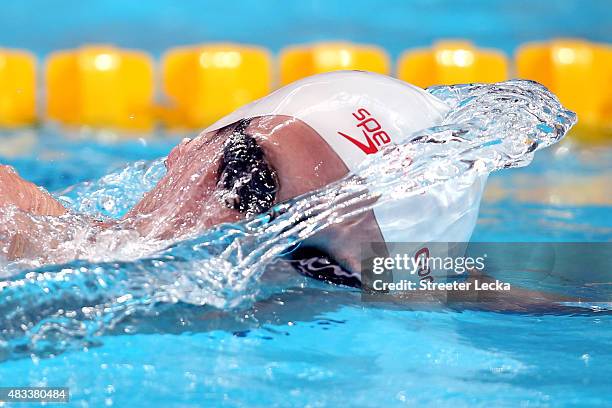 Ryan Cochrane of Canada competes in the Men's 1500m Freestyle heats on day fifteen of the 16th FINA World Championships at the Kazan Arena on August...