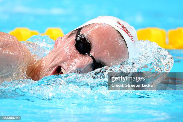 Ryan Cochrane of Canada competes in the Men's 1500m Freestyle heats on day fifteen of the 16th FINA World Championships at the Kazan Arena on August...