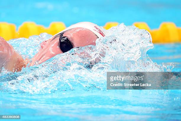 Ryan Cochrane of Canada competes in the Men's 1500m Freestyle heats on day fifteen of the 16th FINA World Championships at the Kazan Arena on August...