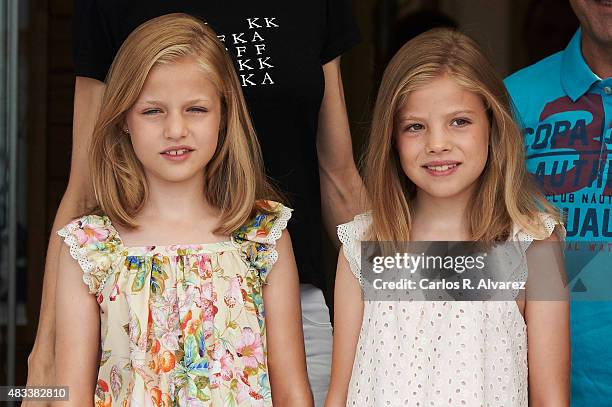 Princess Leonor of Spain and Princess Sofia of Spain visit the Royal Nautical Club during the last day of 34th Copa del Rey Mapfre Sailing Cup on...