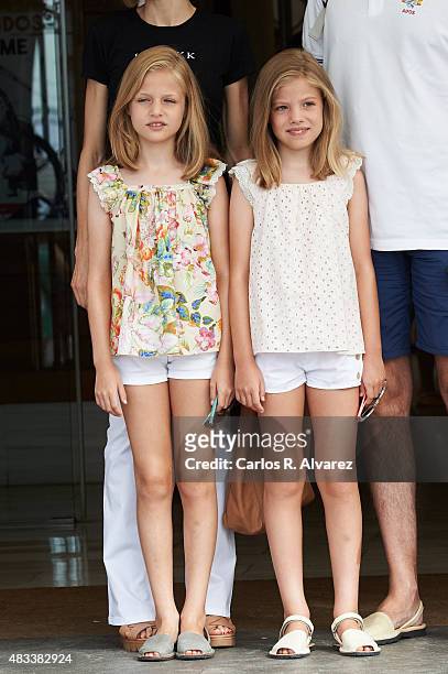 Princess Leonor of Spain and Princess Sofia of Spain visit the Royal Nautical Club during the last day of 34th Copa del Rey Mapfre Sailing Cup on...