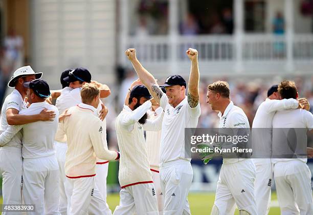 Ben Stokes of England after Mark Wood of England took the wicket of Nathan Lyon of Australia to reclaim the Ashes during day three of the 4th...