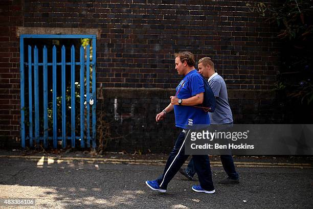 Fans make their way to the stadium ahead of the Sky Bet Championship match between Birmingham City and Reading at St Andrews Stadium on August 8,...