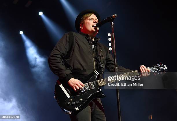 Frontman Patrick Stump of Fall Out Boy performs at the Mandalay Bay Events Center during a stop of the Boys of Zummer tour on August 7, 2015 in Las...