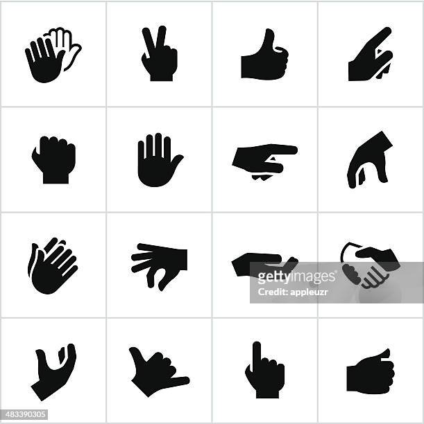 illustrations, cliparts, dessins animés et icônes de noir icônes de gestes des mains - symbols of peace