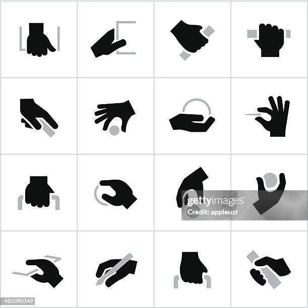 illustrazioni stock, clip art, cartoni animati e icone di tendenza di nero con icone, afferrare le mani - tendere la mano