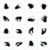 Black Holding, Grabbing Hands Icons