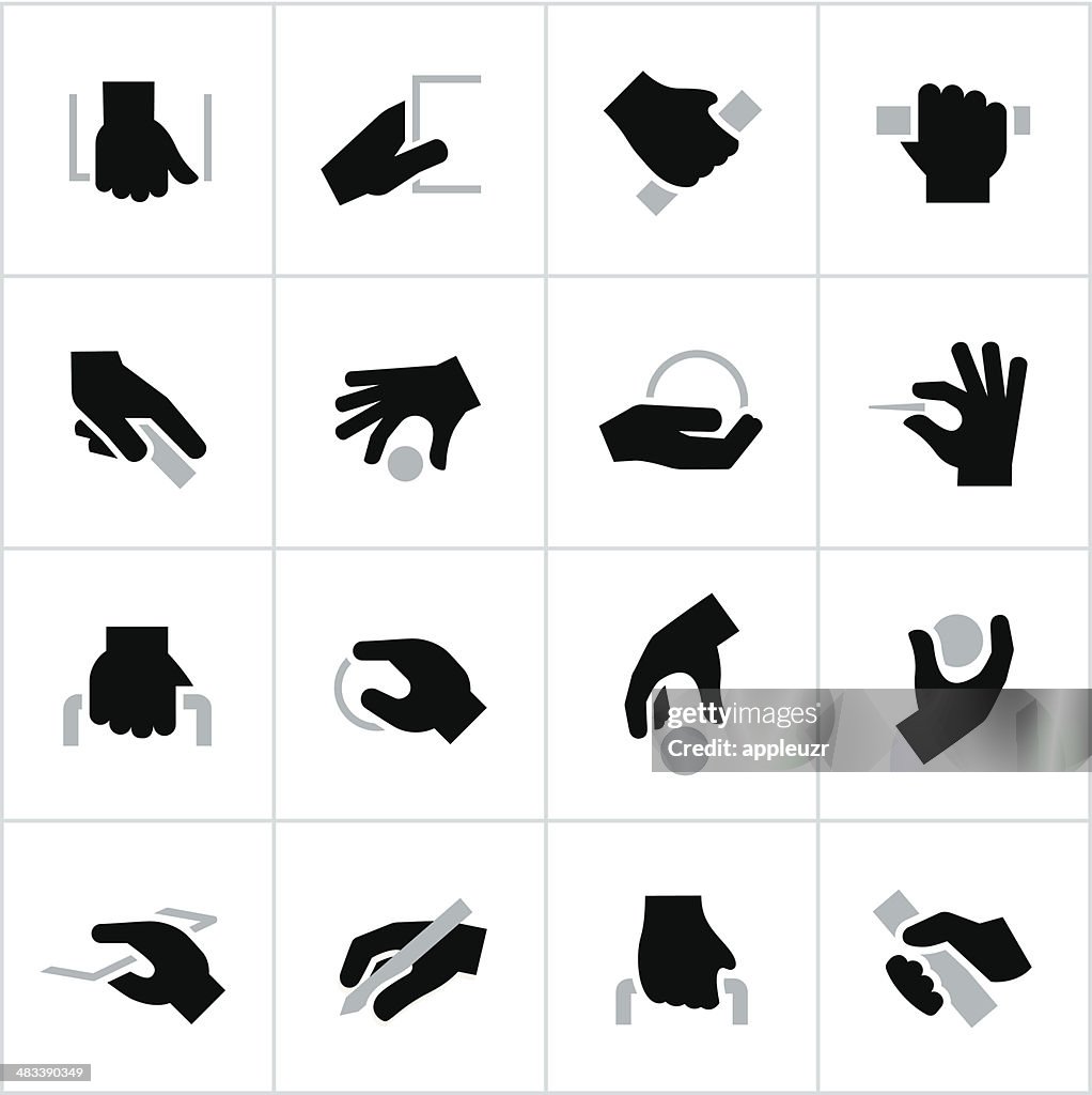 Black Holding, Grabbing Hands Icons