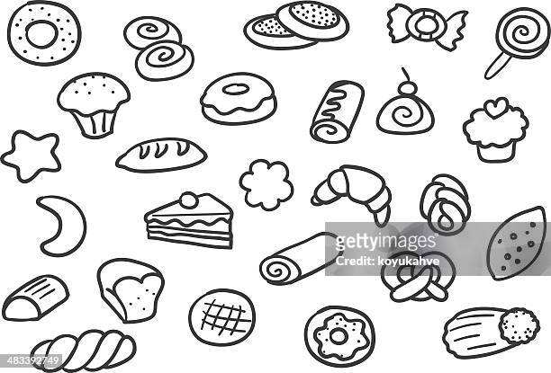 ilustraciones, imágenes clip art, dibujos animados e iconos de stock de panadería - rosquillas