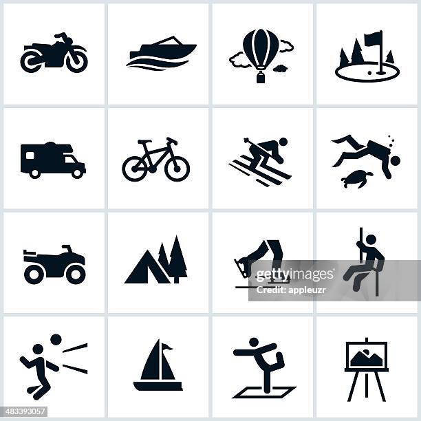 recreation icons - hobby icons stock illustrations