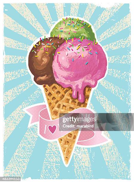 i love ice cream - ice cream cone stock illustrations