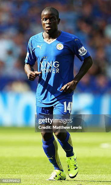 Golo Kante of Leicester City in action during the Barclays Premier League match between Leicester City and Sunderland at The King Power Stadium on...