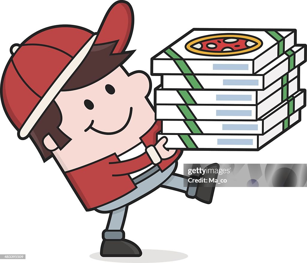 Mulher Pizza Homem Entregade Entrega Dos Alimentos Ilustração de stock -  Getty Images