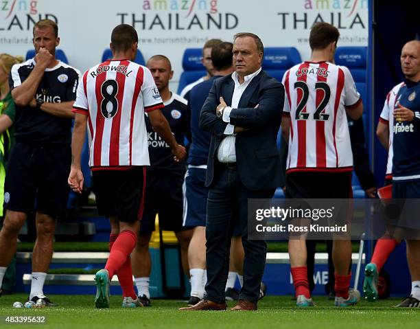 Dick Advocaat the Sunderland manager after the Barclays Premier League match between Leicester City and Sunderland at the King Power Stadium on...