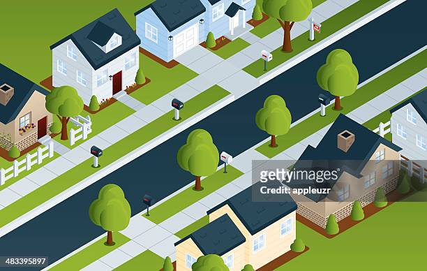 ilustrações de stock, clip art, desenhos animados e ícones de rua residencial minibarra de ferramentas - suburbs