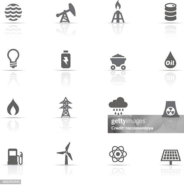 stockillustraties, clipart, cartoons en iconen met icon set, energy and industry - coal wind