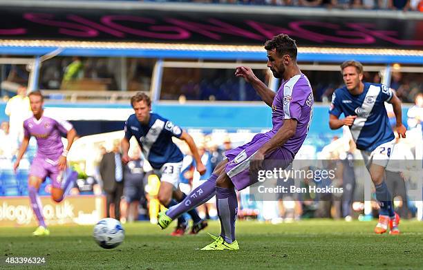 Orlando Sa of Reading misses a last minute penalty during the Sky Bet Championship match between Birmingham City and Reading at St Andrews Stadium on...