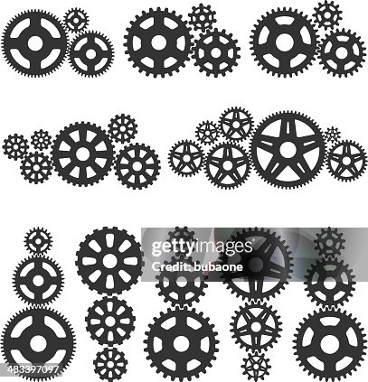 Metallic Gearsblack & white vector interface icon set Metallic Gearsblack & white vector interface icon set
