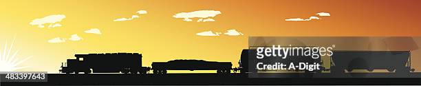 train landscape - freight train stock illustrations