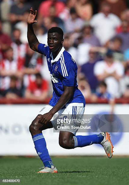 Josh Emmanuel of Ipswich Town in action during the Sky Bet Championship match between Brentford and Ipswich Town at Griffin Park on August 8, 2015 in...
