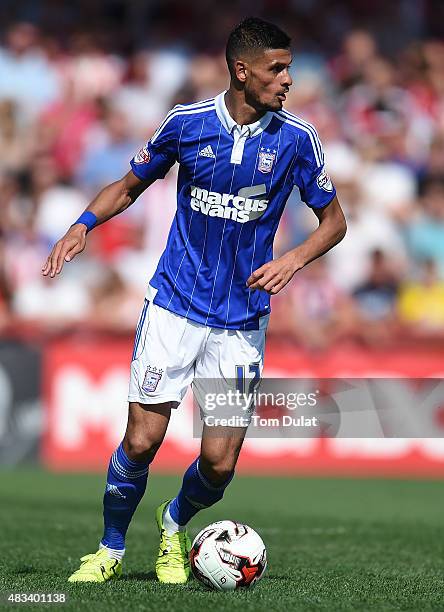 Kevin Bru of Ipswich Town in action during the Sky Bet Championship match between Brentford and Ipswich Town at Griffin Park on August 8, 2015 in...