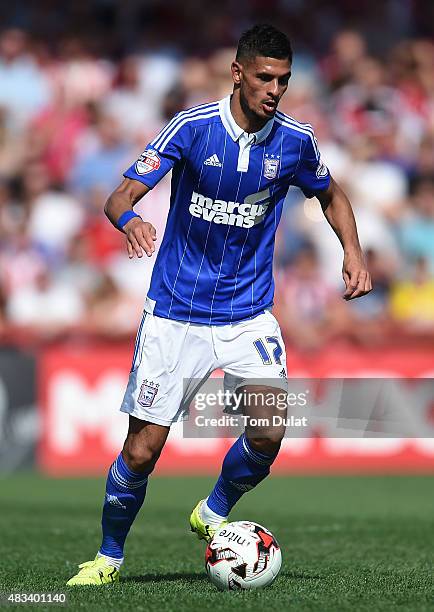 Kevin Bru of Ipswich Town in action during the Sky Bet Championship match between Brentford and Ipswich Town at Griffin Park on August 8, 2015 in...