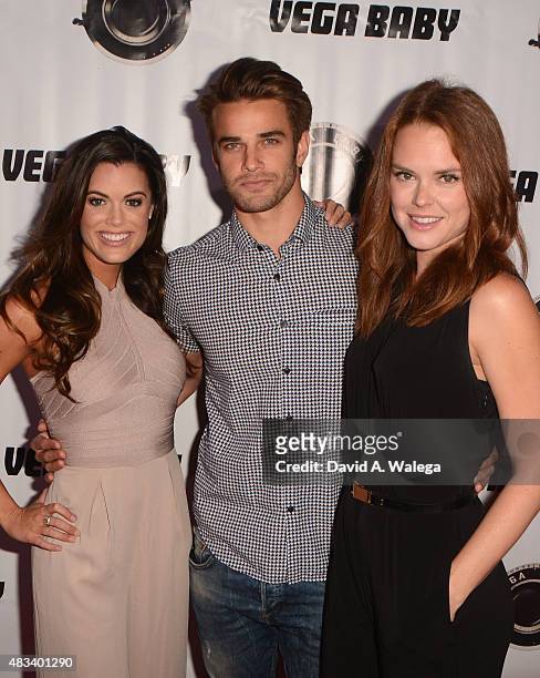Cast members Lindsey Grubbs, Brian Borello and Monika Tilling attend the movie premiere of Shooting The Warwicks at Arena Cinema Hollywood on August...