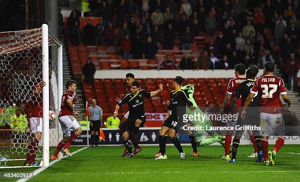 Lewis Buxton of Sheffield Wednesday scores the second goal during the Sky Bet Championship match between Nottingham Forest and Sheffield Wednesday at...
