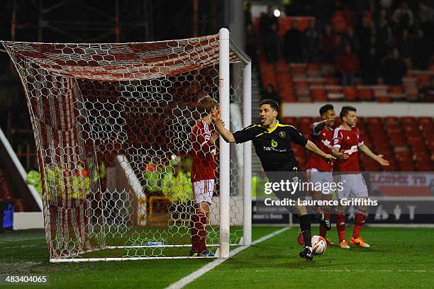 Lewis Buxton of Sheffield Wednesday celebrates scoring the second goal during the Sky Bet Championship match between Nottingham Forest and Sheffield...