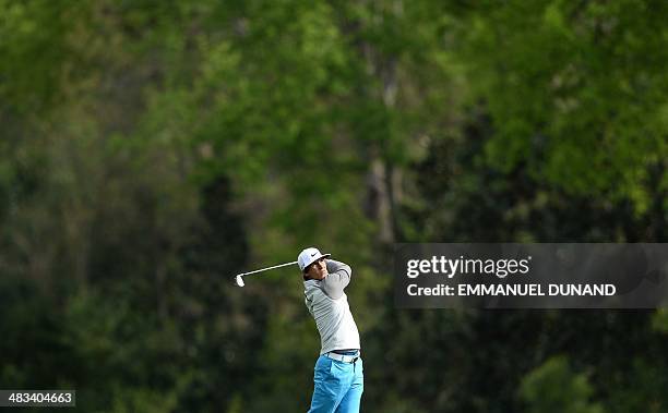 Golfer Thorbjorn Olesen from Denmark plays a practice round for the Masters Tournament at Augusta National Golf Club Augusta, Georgia, April 8, 2014....