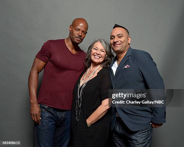 Actors Keenan Ivory Wayans, Roseanne Barr and Russell Peters pose for a portrait during the 2014 NBCUniversal Summer Press Day at The Langham...