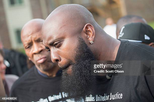 Michael Brown Sr. Prepares to lead a march from the location where his son Michael Brown Jr. Was shot and killed to Normandy High School where his...