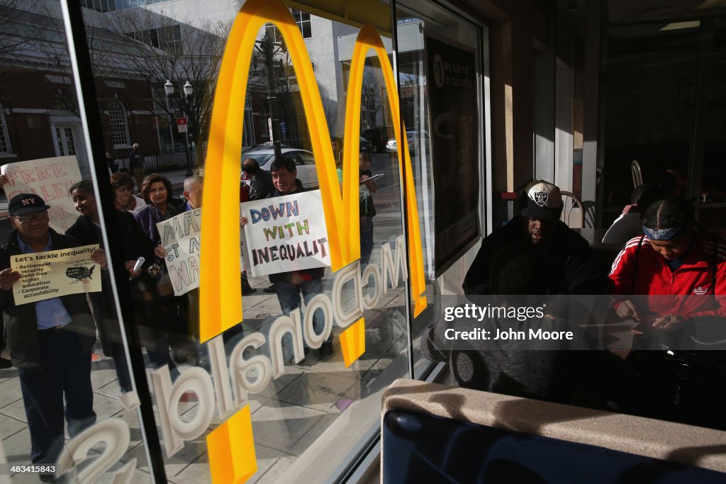 Minimum Wage Workers Demonstrate For Better Living Wage