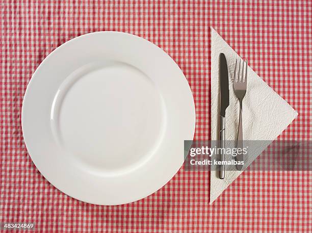 table setting - checkered napkin stock pictures, royalty-free photos & images