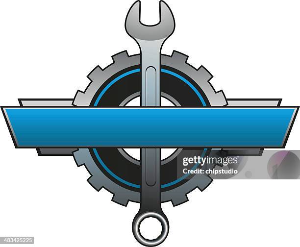 stockillustraties, clipart, cartoons en iconen met repair banner logo - moersleutel