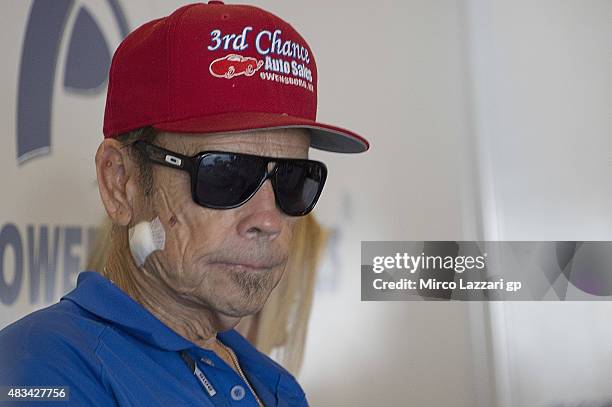 Earl Hayden father of Nicky Hayden of USA and Aspar Team MotoGP looks on in box during the MotoGp Red Bull U.S. Indianapolis Grand Prix - Qualifying...