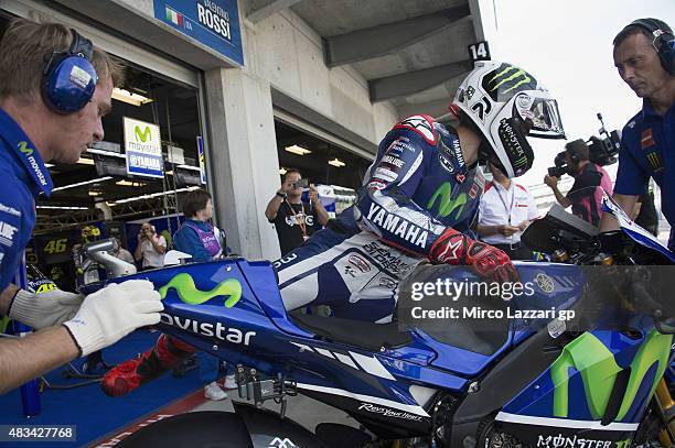 Jorge Lorenzo of Spain and Movistar Yamaha MotoGP starts from box during the MotoGp Red Bull U.S. Indianapolis Grand Prix - Qualifying at...