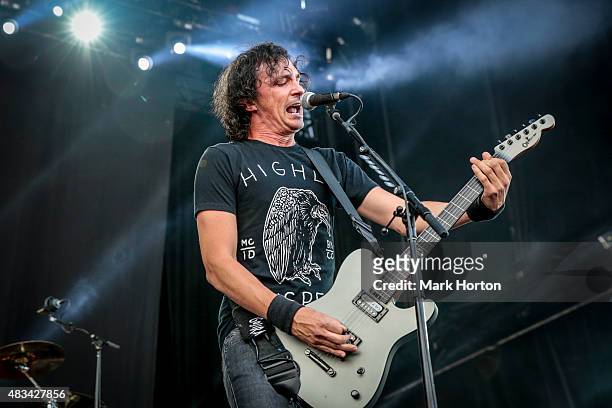 Joe Duplantier of Gojira performs on Day 2 of the Heavy Montreal Festival at Parc Jean-Drapeau on August 8, 2015 in Montreal, Canada.