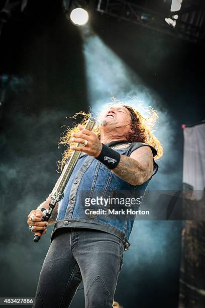 Chuck Billy of Testament performs on Day 2 of the Heavy Montreal Festival at Parc Jean-Drapeau on August 8, 2015 in Montreal, Canada.