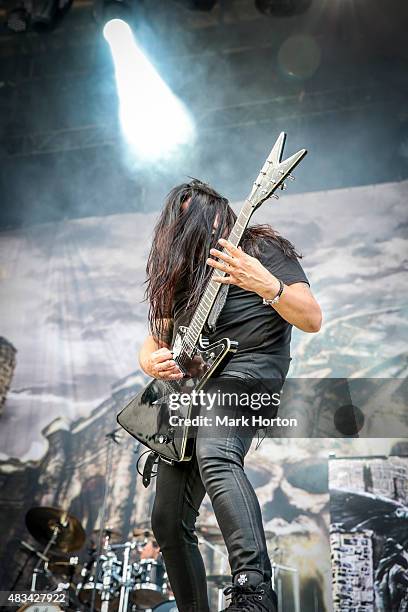 Eric Peterson of Testament performs on Day 2 of the Heavy Montreal Festival at Parc Jean-Drapeau on August 8, 2015 in Montreal, Canada.