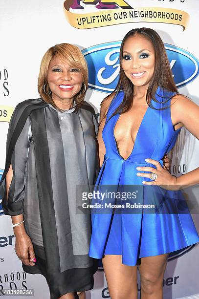 Evelyn Braxton and Tamar Braxton attend the 2015 Ford Neighborhood Awards Hosted By Steve Harvey at Phillips Arena on August 8, 2015 in Atlanta,...