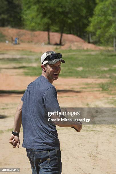 Colin Edwards of USA and NGM Mobile Forward Racing smiles during the "Meeting with friends and Colin Edwards of USA" in Texas Tornado Boot Camp on...