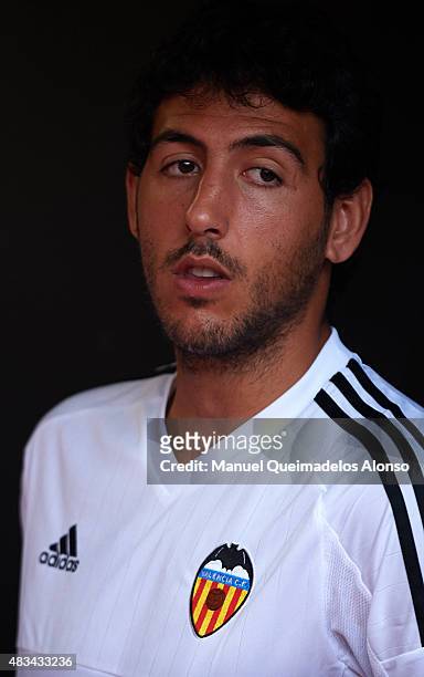 Dani Parejo of Valencia looks on during the team official presentation ahead the pre-season friendly match between Valencia CF and AS Roma at Estadio...