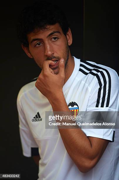 Dani Parejo of Valencia looks on during the team official presentation ahead the pre-season friendly match between Valencia CF and AS Roma at Estadio...